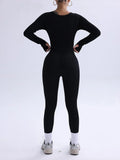 Women's one-piece yoga suit black jumpsuit long sleeved
