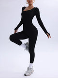 Women's one-piece yoga suit black jumpsuit long sleeved