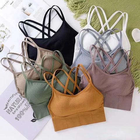 Sexy Women's Cross-Back Tank Top & Push-Up Sports Bra