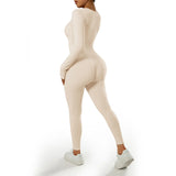 Women's one-piece yoga suit black jumpsuit long sleeved