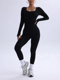 Women's one-piece yoga suit black jumpsuit long sleeved